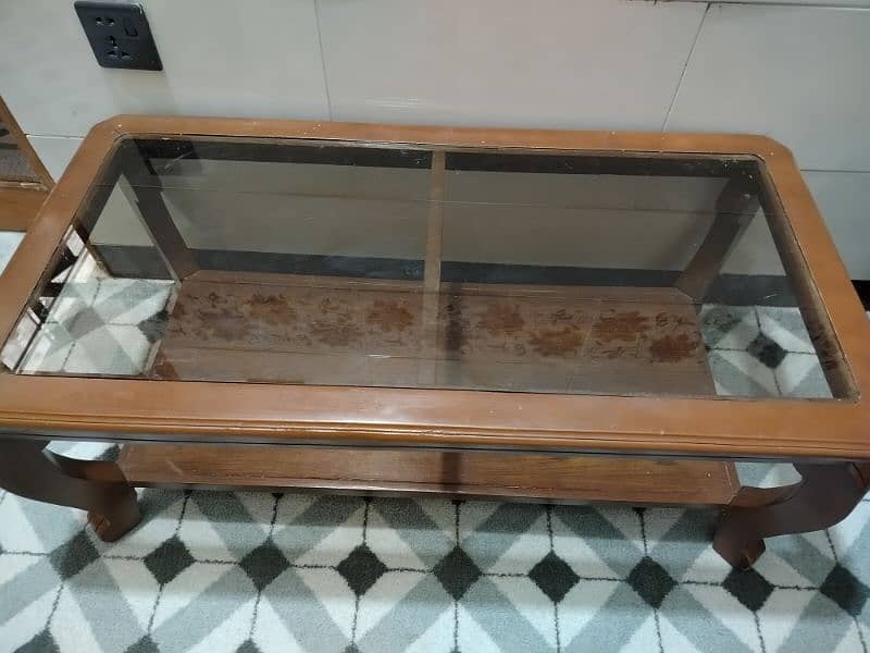 sofa com bed with 1 wooden glass table. 7