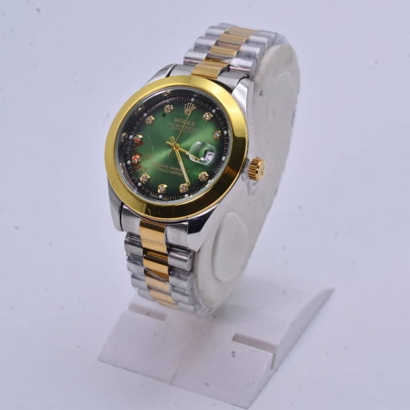 Rolex Oyster Perpetual Date Green Dial Two-Tone Luxury Men's Watch 1