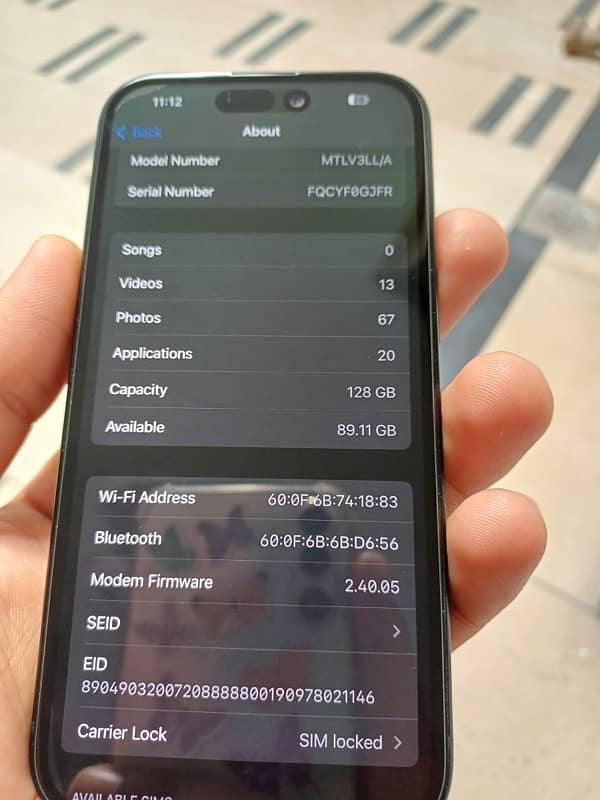 Apple iphone 15 black colour 128 gb jv non pta 100% battery h 4