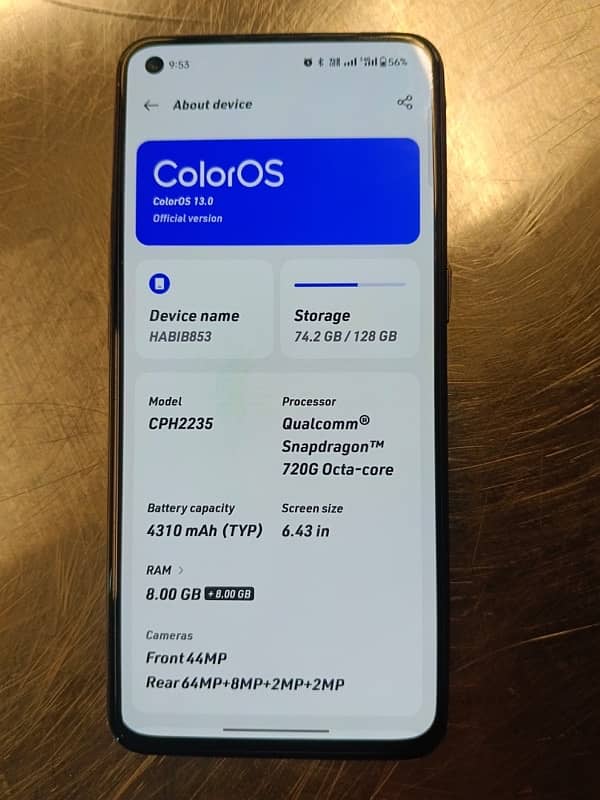 oppo reno 6 pta aproved 8/128 3