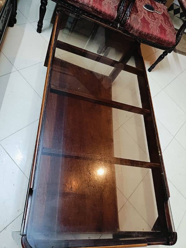 wooden center table with glass top 3