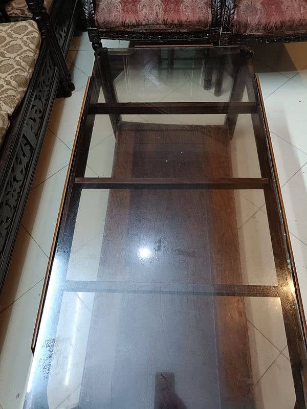 wooden center table with glass top 4