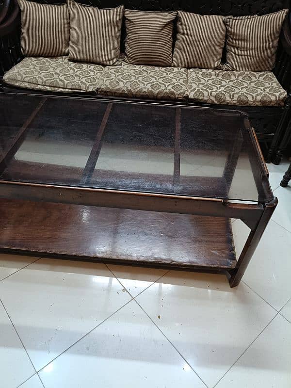 wooden center table with glass top 5