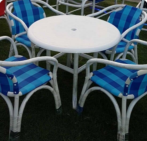 OUTDOOR GARDEN UPVC RATTAN UMBRELLA CHAIR TABLE UMBRELLA 1