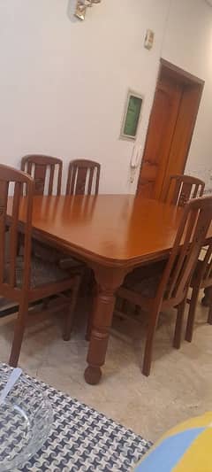 Solid Wood Dining Table with 6 Chairs