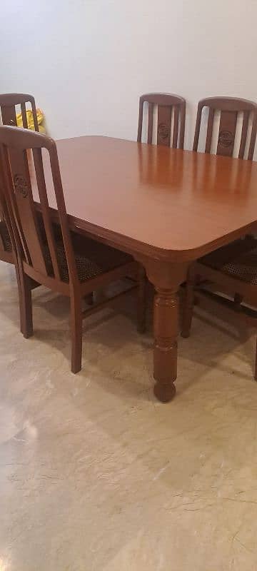 Solid Wood Dining Table with 6 Chairs 6