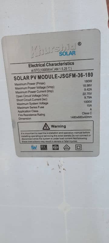 Khurshid Solar panels 180Watt 7