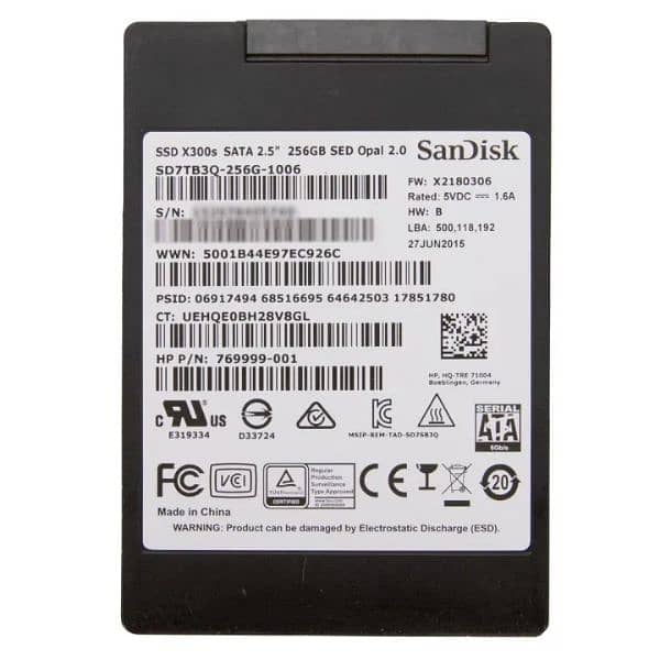 SSD Scan Disk 256 gb Sata Form 0