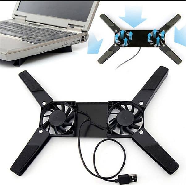 Double Fans Laptop Stand USB Powered for 7-15 inch Notebook laptop 0