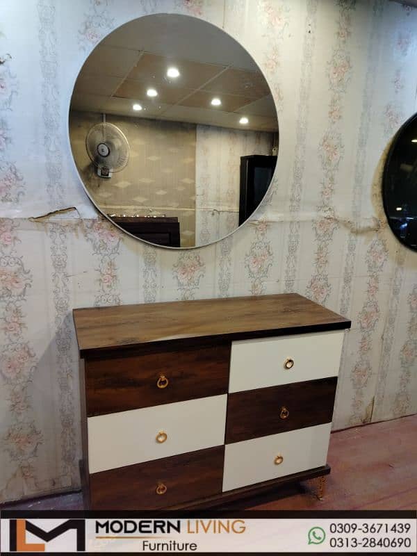 Dressing Tables 6 Drawers Round Mirror Best Quality In Your Choice 0