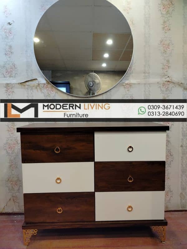 Dressing Tables 6 Drawers Round Mirror Best Quality In Your Choice 4