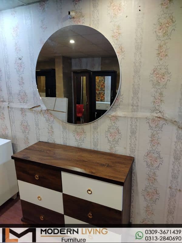 Dressing Tables 6 Drawers Round Mirror Best Quality In Your Choice 12