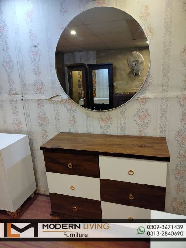 Dressing Tables 6 Drawers Round Mirror Best Quality In Your Choice 14