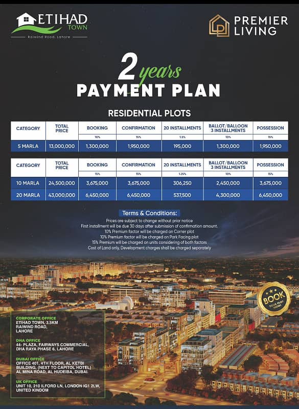 Eathad Twon Phase 1 Premier Enclave 5 Marla Plot installment Available 0