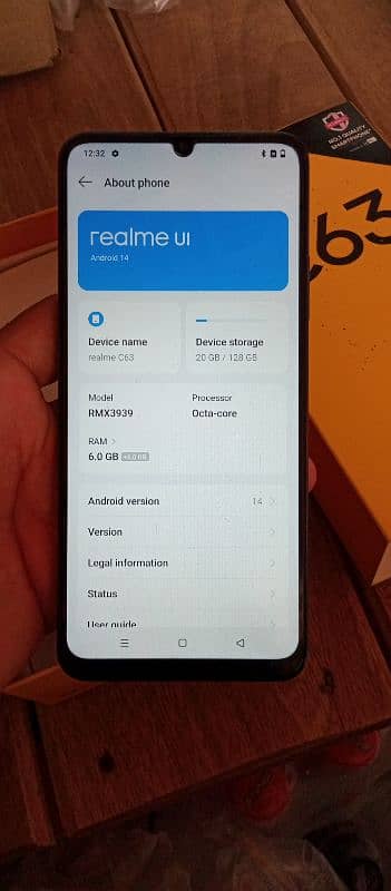 realme c63 6/128 full box 6mah warnti 1