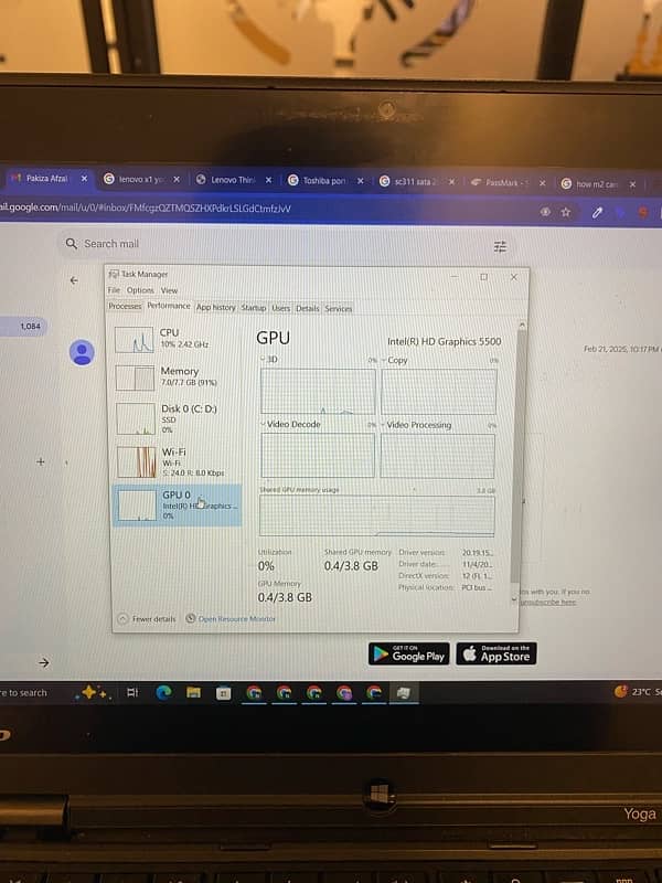 Lenovo yoga 12  8gm ram 256gb ssd 3