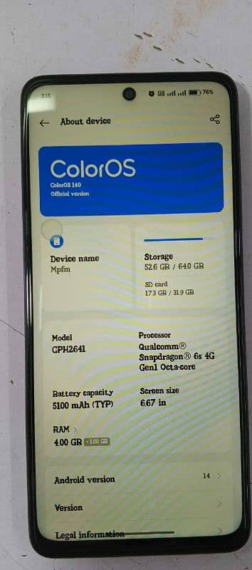 oppo a3x 4 ram 64memory 3