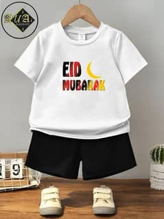 kids baby's summer stylish high quality Track Suit/kids Eid Mubarak