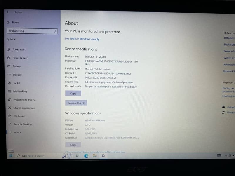 Acer Aspire 5 Laptop i7 10th gen 3