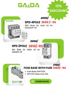 GA&DA AC/DC  SPD , MCCB , MCB , Breaker  4P,  2P Fuse/ Fuse Base