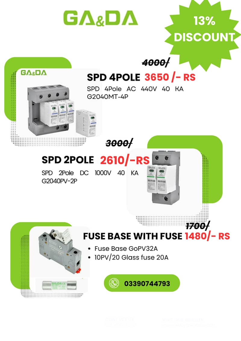 GA&DA AC/DC  SPD , MCCB , MCB , Breaker  4P,  2P Fuse/ Fuse Base 0