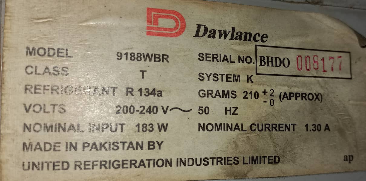 DAWLANCE FRIG with stabilizer 03363611344.03356207177 1