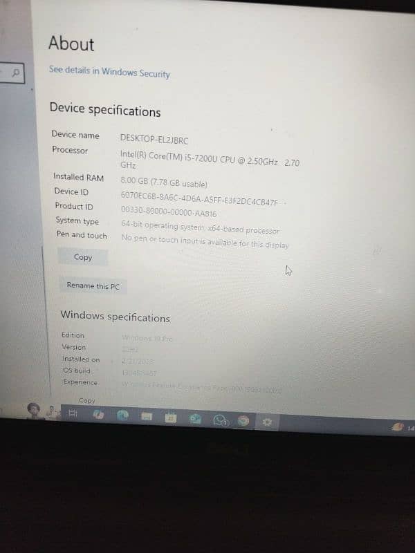 Laptop Core i5 7th generation 1TB/8GB 2