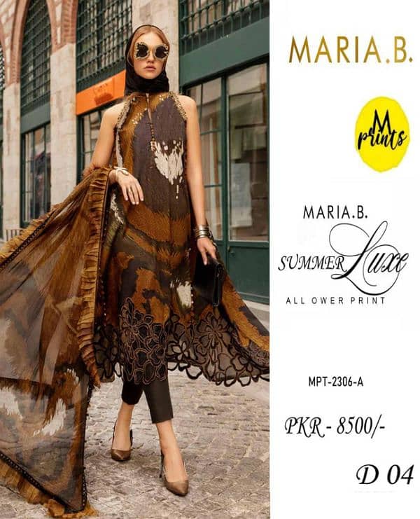 *Maria B Latest Eid Collection Lawn All Over Digital Print 3Pc 4