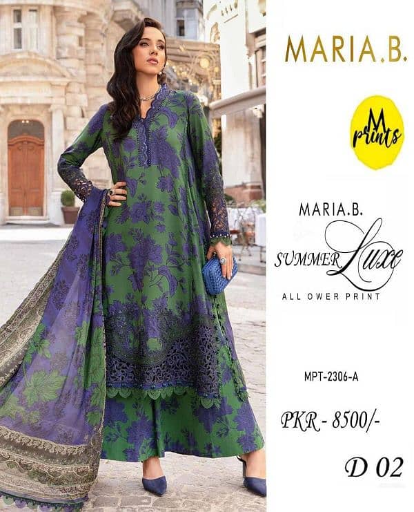 *Maria B Latest Eid Collection Lawn All Over Digital Print 3Pc 6