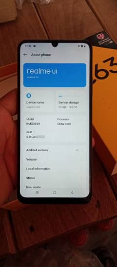 realme c63 full box 6mah warnti 6/128