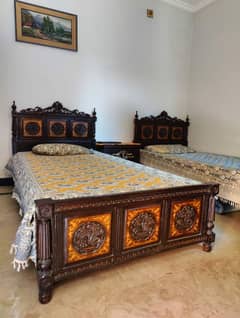 Wooden Made Chinioti Single Beds.