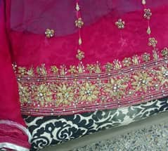 pure shafoon bridal pishwaz(frock) with handwork