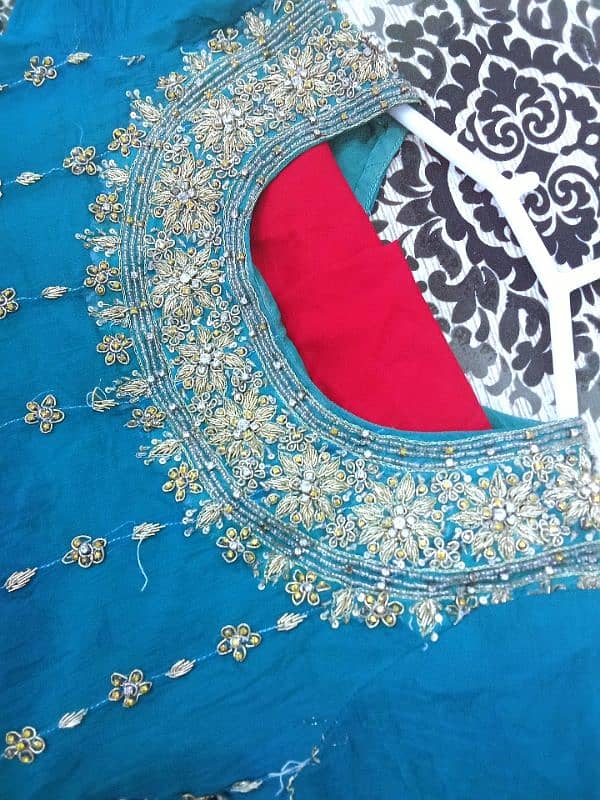 pure shafoon bridal pishwaz(frock) with handwork 4