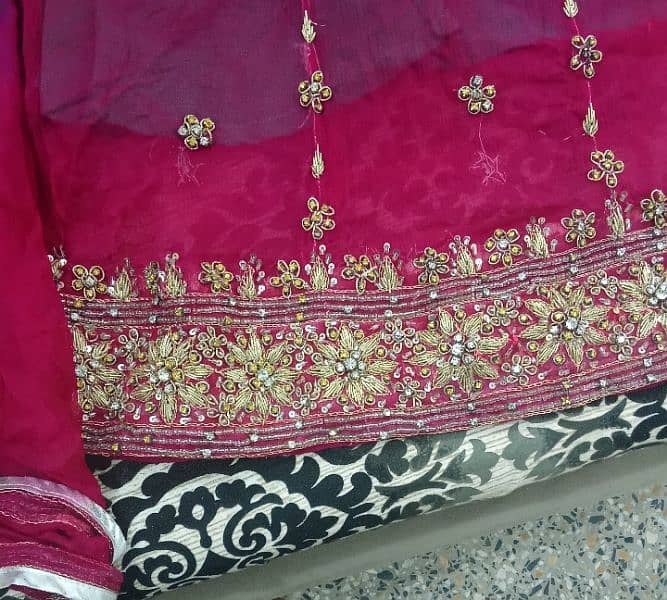 pure shafoon bridal pishwaz(frock) with handwork 5