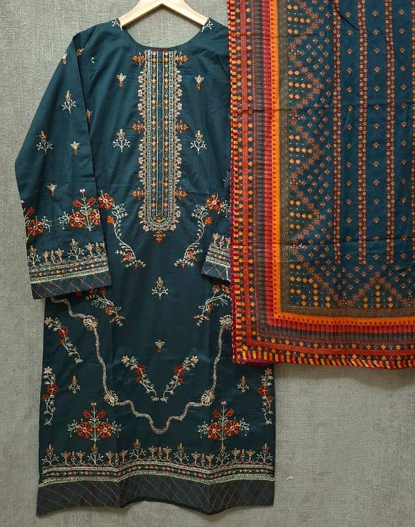 stitched 3pc lawn embroidery suits 1