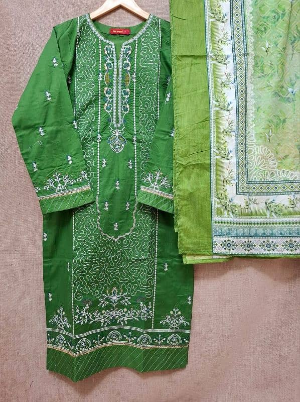 stitched 3pc lawn embroidery suits 2