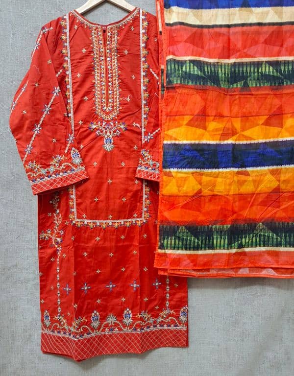 stitched 3pc lawn embroidery suits 3