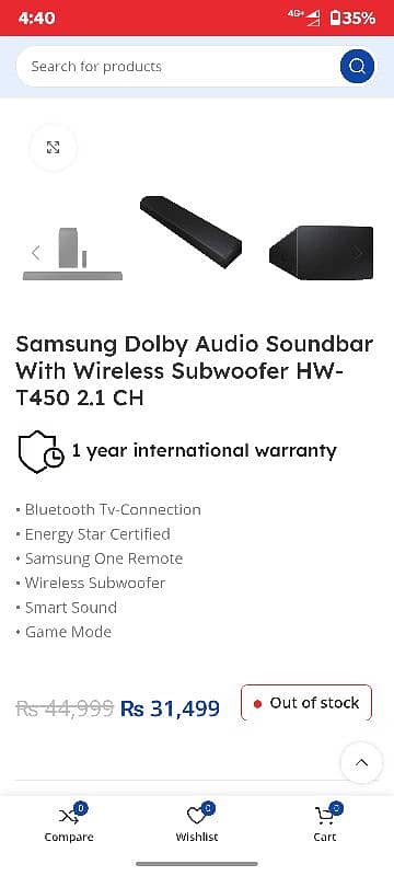 Samsung t450 sound bar with subwoofer 1