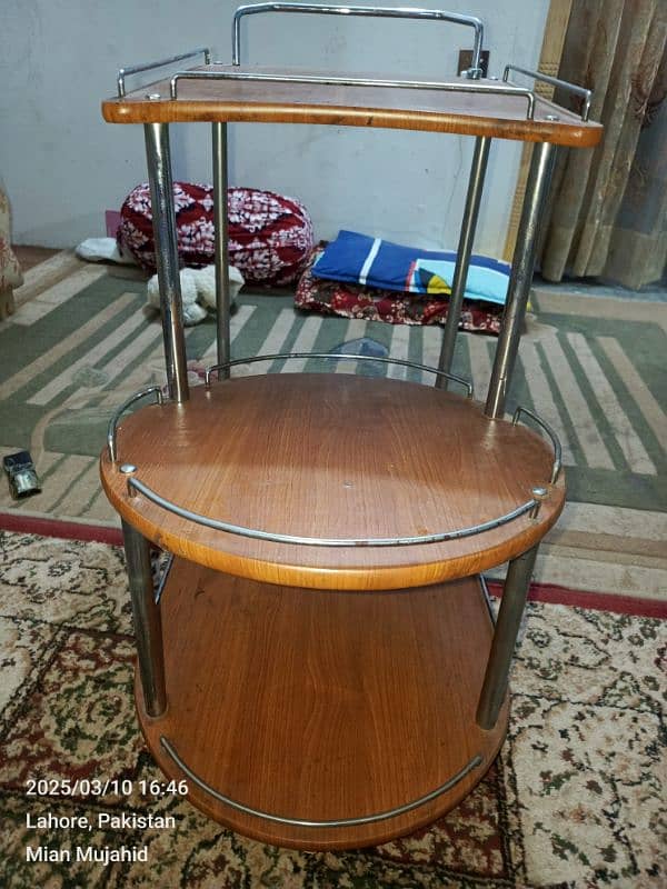 beautiful wood color tea trolley 4