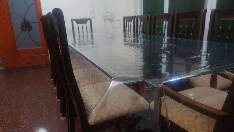 12 chairs large wooden and glass dinig tablle 5