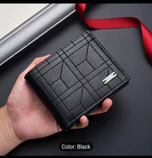 New Black  PU Leather Wallet Mens Stylish 0