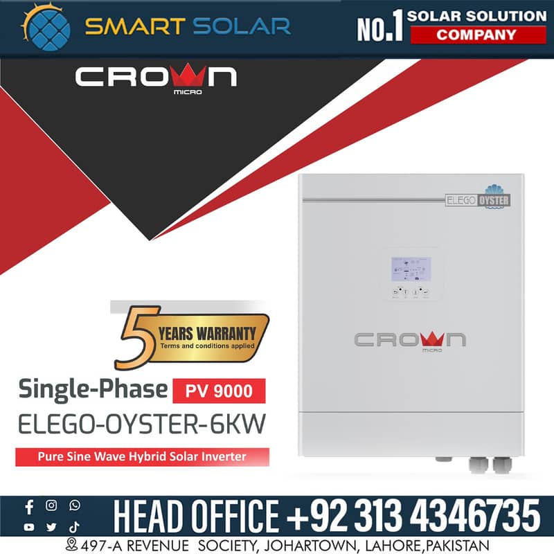 CROWN ELEGO OYSTER 6KW PV9000 IP65 Solar Inverter 0