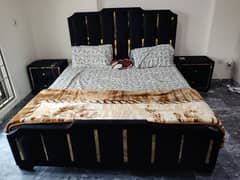 King Size Bed without mattress, side tables and dressing table.