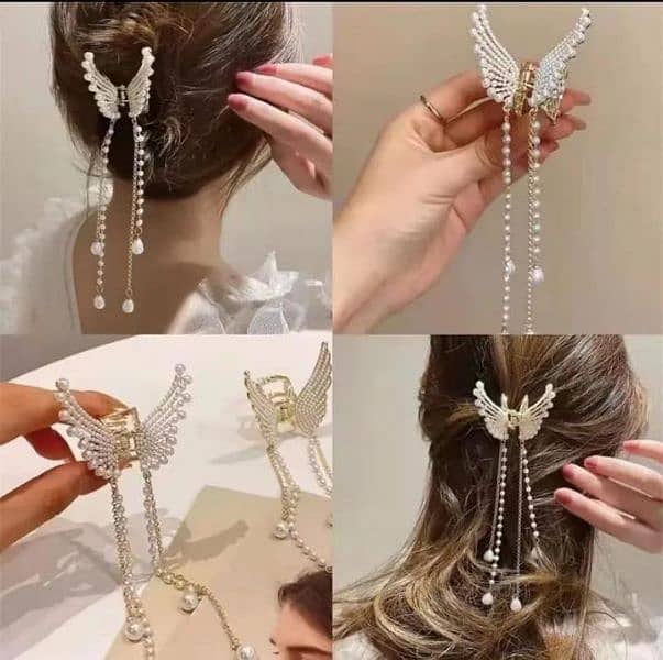 Butterfly Design Gold Plated Artificial Stones Hair Claw 1