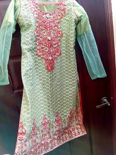 3 piece Stitched Embroided Suit on Net