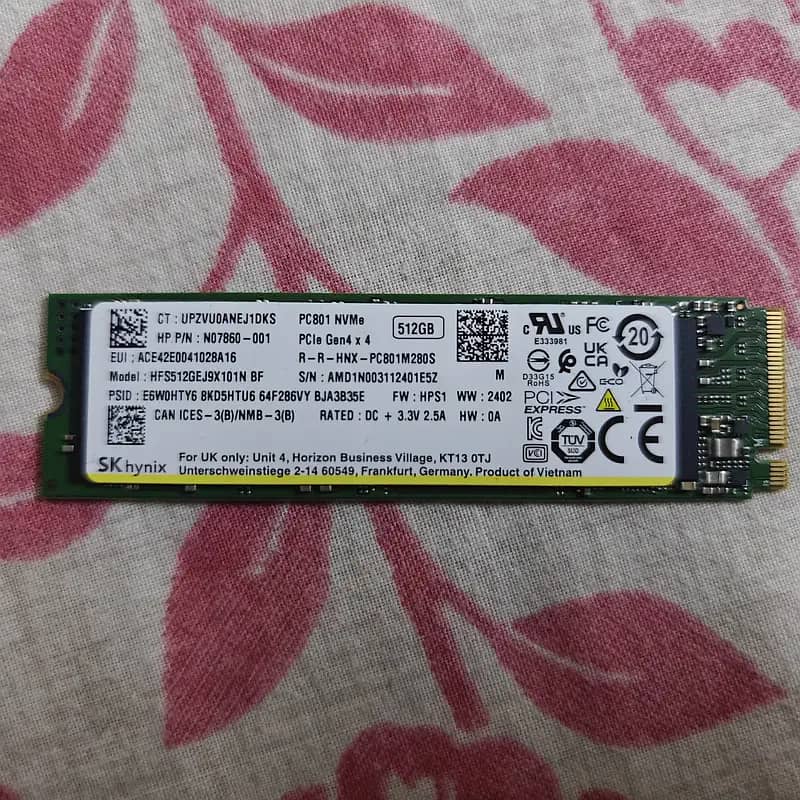 SK Hynix PC801 512GB M. 2 2280 NVMe PCIe 4.0 x4 SSD N07860-001 0