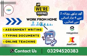 Part Time Full Time Job / Typing job/Data Entry Job /Assignment Job