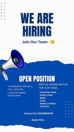 we are hiring Male and female candidate.