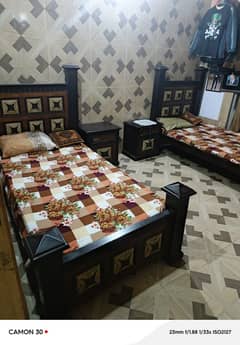 Two Single Beds With Two Side Tables Used Beds Strong Wooden