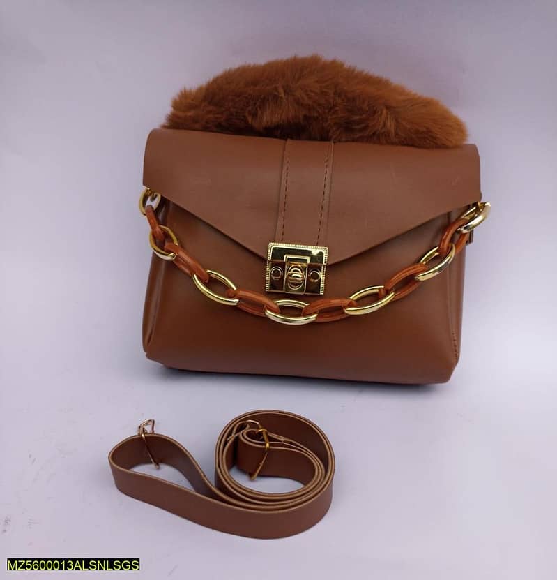 chunky chain purse with fur for women and girls 0